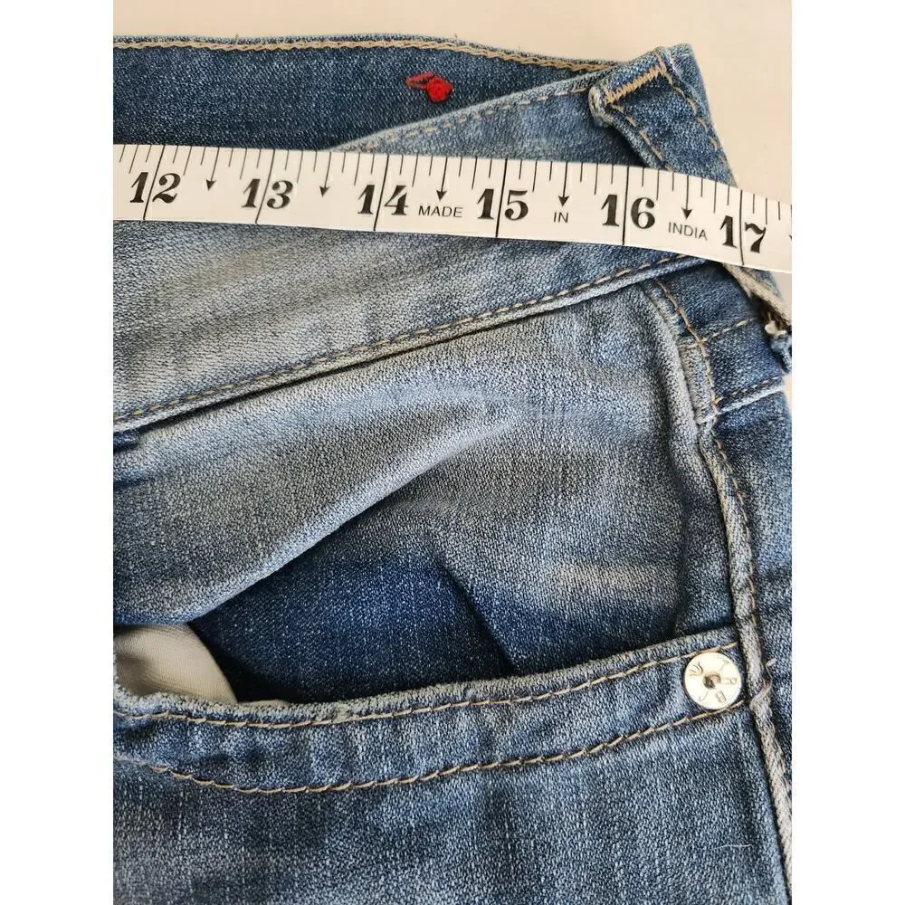 True Religion Mens Ricky Relaxed Straight Flap Jeans sz 32×33 factory distressed